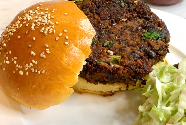 Anchini Veggie Burger on a bun