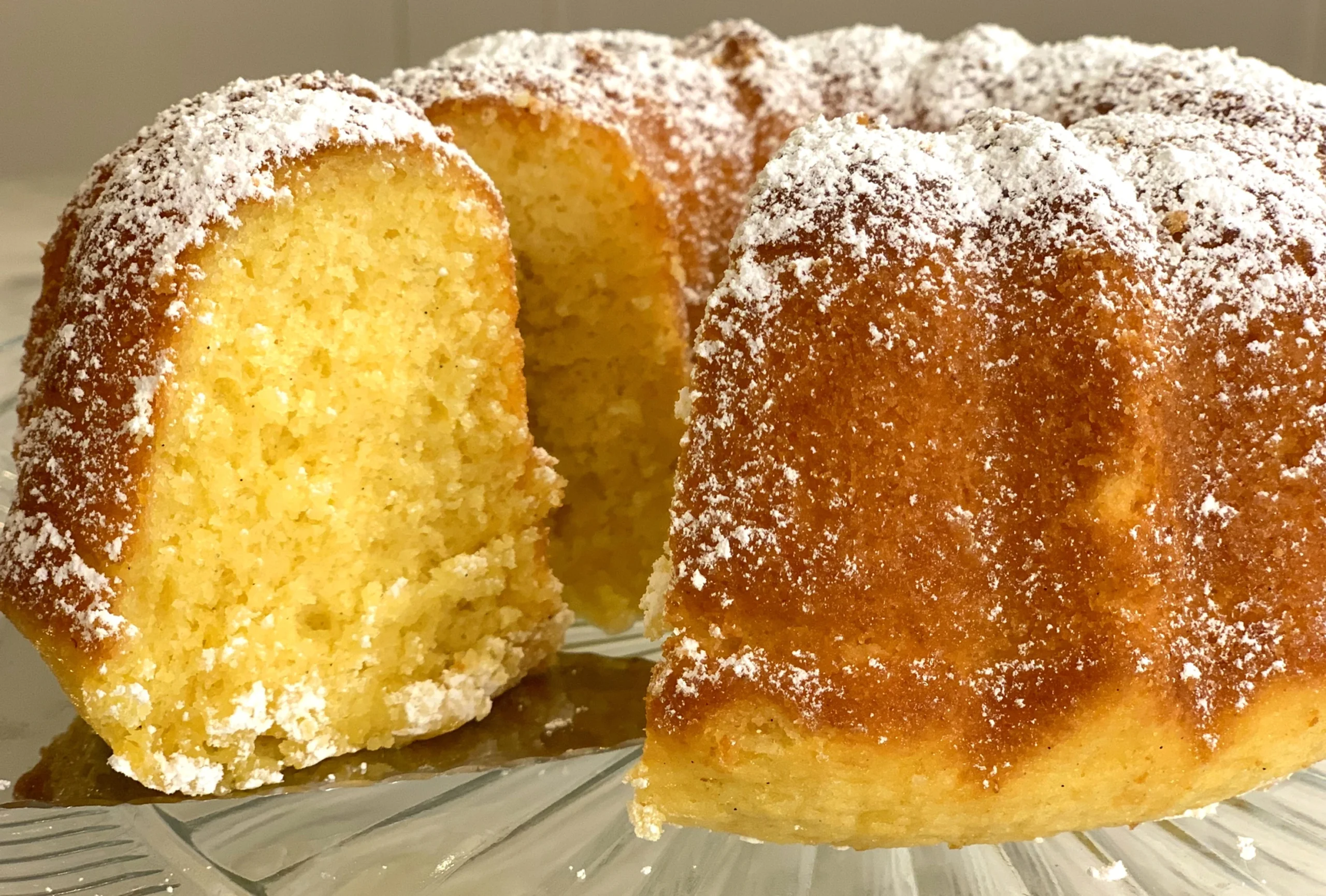 Lemon Cake with a slice missing