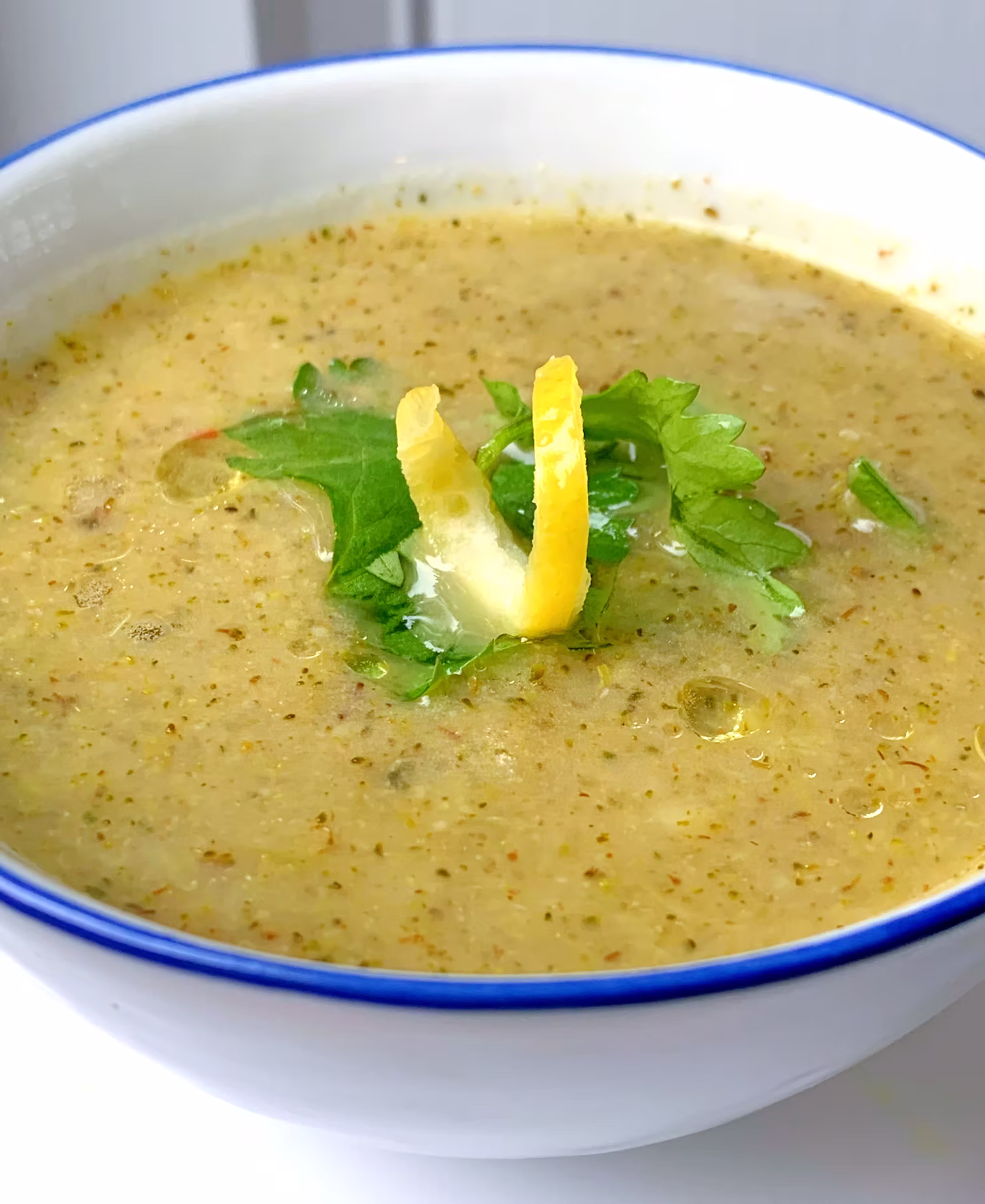 Roasted Broccoli Soup in a bowl