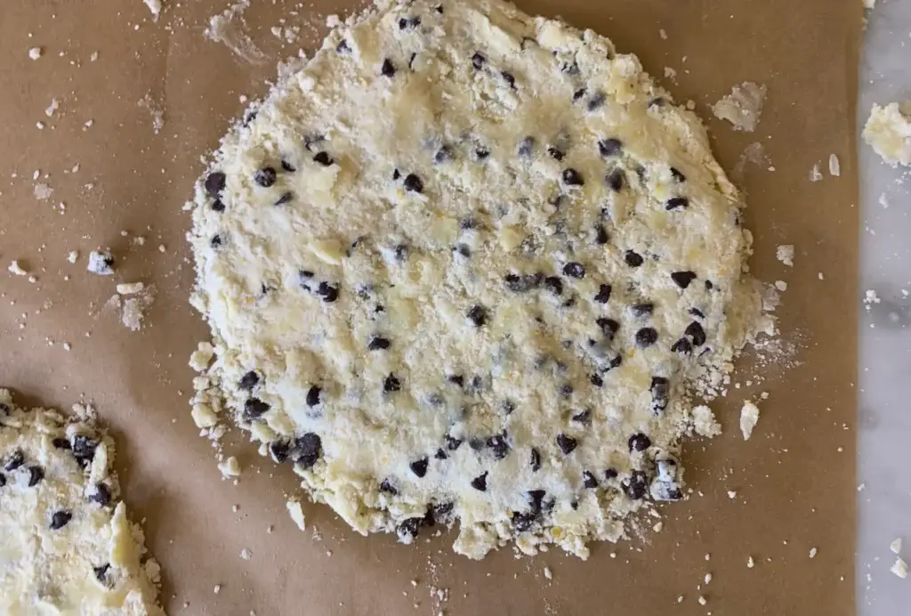 Flattened shortbread dough