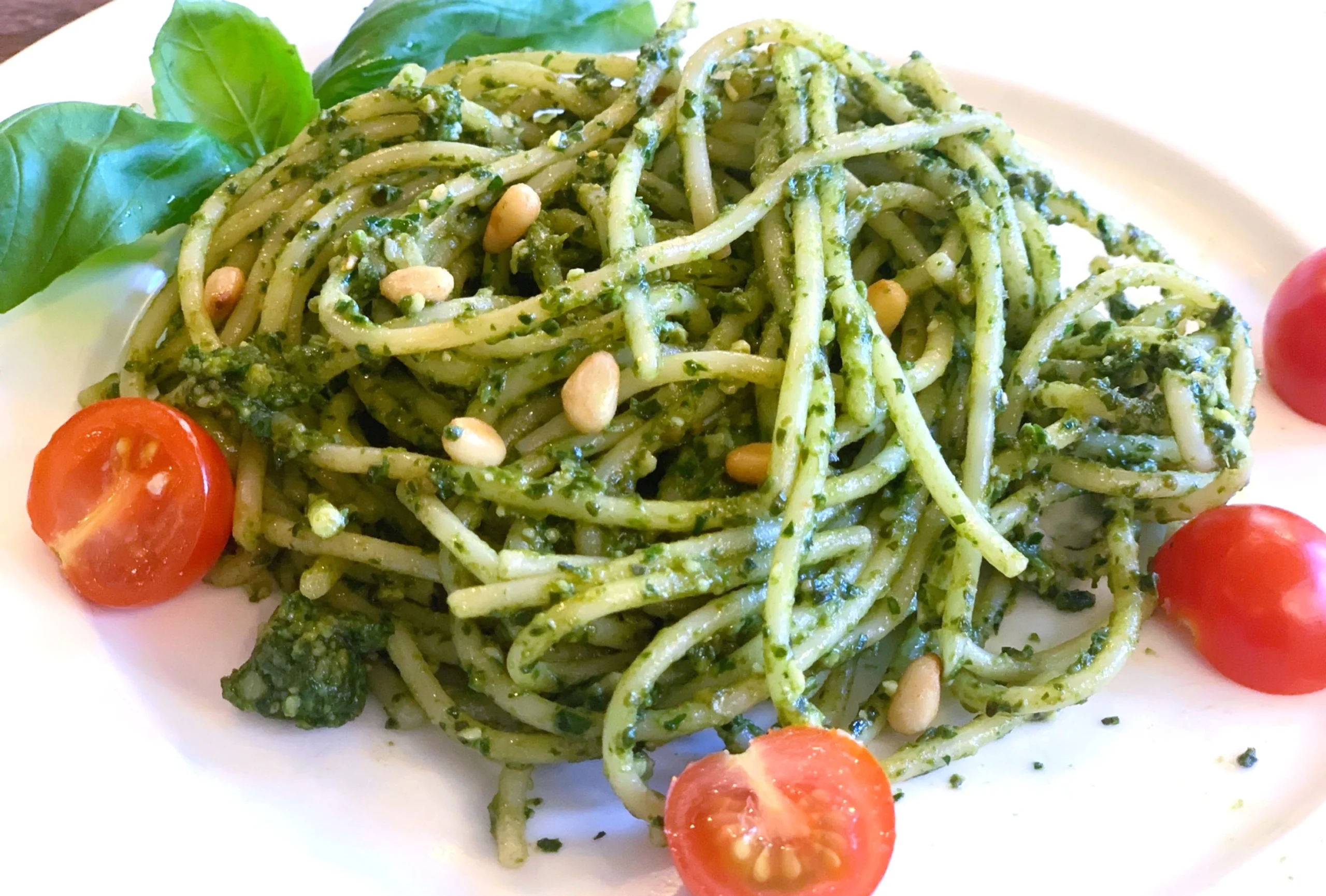Pesto Pasta plated