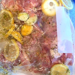 Lemon chicken marinating 