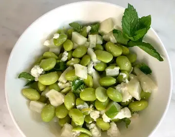 Edamame, Fennel, and mint salad in a bowl